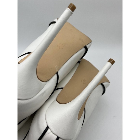 Liliana Ultra High White Black Trim Heel Boots Booties SIZE 9 - Picture 8 of 12